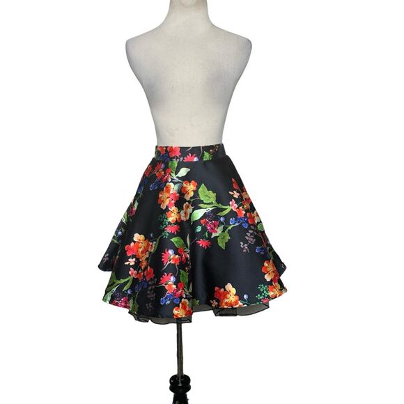 City Studio black red floral A line mini skirt size juniors 5 - Picture 16 of 16